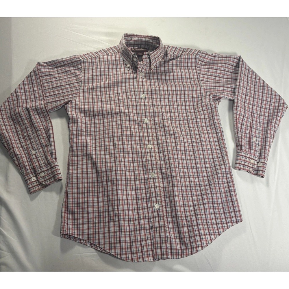 Brooks Brothers Youth‎ Medium Shirt Red Blue Plaid Button Down Non-Iron Cotton